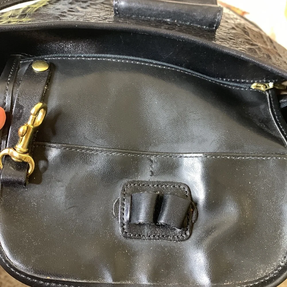 Vintage Brahmin Croc Embossed black leather bag - Picture 11 of 12